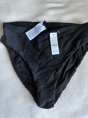 J. Crew Black Ribbed Bikini Bottom - Classic High Cut S